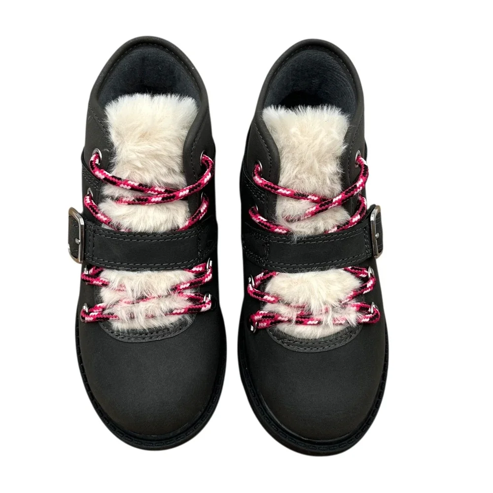 Carters Little Girls‎ Faux Fur Winter Booties Size 12 Gray Pink Cozy Warm Shoes